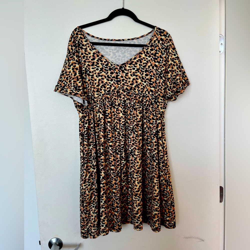 Cheetah print v-neck dress